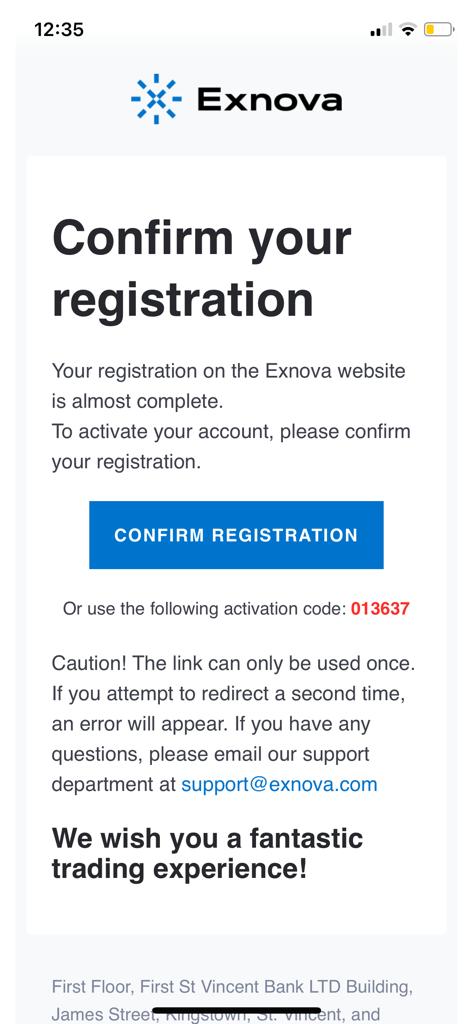 Exnova - Confirm your EMail