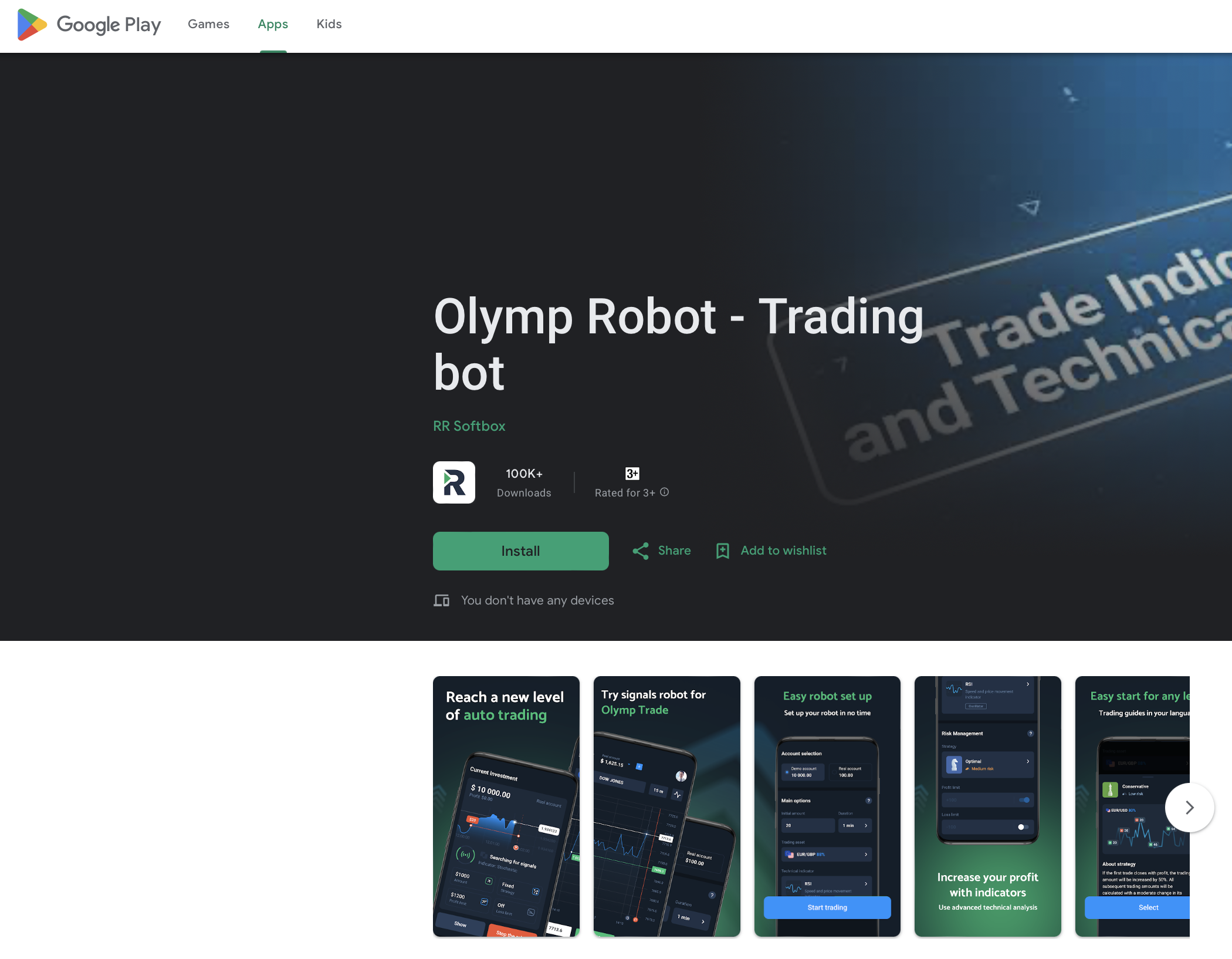Olymp Robot - Trading bot in the Google Play Store